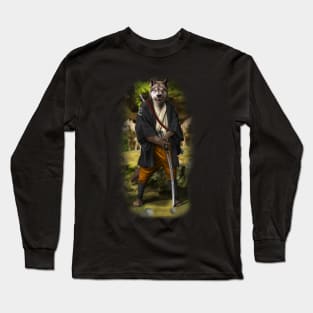 Exclusive Hand Drawn Samurai Wolf | Samurai Collection Item-15 (Wolf) | by Rendigart Studio Long Sleeve T-Shirt